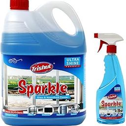 Trishul Sparkle Glass Cleaner | Mirror Cleaner | Glass Polish | Pro Glass & Multi-Surface Cleaner & Disinfectant | Sparkling Glass Wipe | 5 Ltr with 500 Ml-4