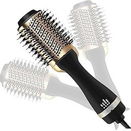 APTODEN 24K Gold Styling Surface Hot Air Brush 3 in 1 One Step Hair Dryer Styler Volumizer for Straightening, Curling, Salon Negative Ion One Step Styler, Hot Air Blow Brush for Women Golden,1000Watts-image-93