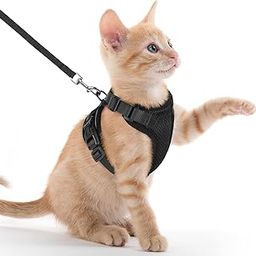 Berlin's No Pull Cat Harness with Leash, Escape Proof, Ultra-Light Weight, Air Mesh Fabric, Aesthetic Design Adjustable Cat Leash with Harness (Black, Medium)-18