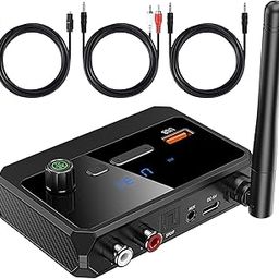 ETZIN Bluetooth Receiver Adapter - Bluetooth 5.3 Audio Receiver Wireless Music Home Stereo/Car Stereo/AV Receiver/Headphone/Speaker, Optical RCA AUX 3.5mm Jack Aduio Adapter with Display-picture-2
