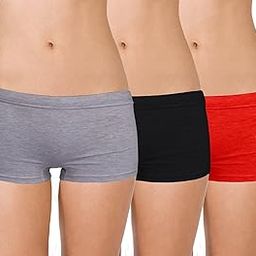 Women Soft Cotton Sinker Mid Waist Boyshorts Panties with Concealed Elastic Panel Pack of 3-image-18