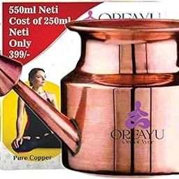 550 ml Pure Copper Jala Neti Pot Lota Yoga and Ayurveda for Sinus, Nose Irrigation and Cleaning, 99.99% Pure Copper, Low Polished Surface (550 ml)-11