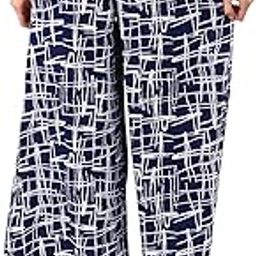 Polycrepe Blue Zig Zac Printed Casual Dailywear Palazzo Pant for Women & Girl-image-1