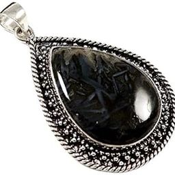 Women Natural Turkish Stick Agate Gemstone 2" Pendant Silver Plated Jewellery GPD178-image-44