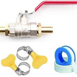 MONIT 1/2" Plated Brass Ball Valve with Solid Brass Hose Tails. Water Shut Off - 1 Piece with teflone tape and 2 hose clamp-22