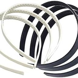 Glam Shopperz Plastic Headbands Set, 1.5 cm Wide, Black and White, Pack of 7-image-36