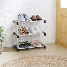 3 Layer Shoes Rack for Home Plastic | 3 Layer Shoe Organiser with Shelf, Folding for Bedroom, Book Shelf, Living Room | Footwear Stand for Home & Offices(PVC)-2