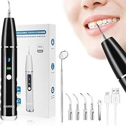 Teeth Whitening Kit Electric Tartar Remover with LED, Tartar Tooth Remover Cleaning Tool, 4 Replaceable Heads & 3 Modes Dental Care for Teeth Cleaning, Black-15