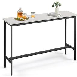VASAGLE, Narrow Long Bar, Kitchen Dining, High Pub Table, Sturdy Metal Frame, Industrial Design, 15.7 x 55.1 x 35.4 Inches, Rustic White and Ink Black ULBT140B73-image-96
