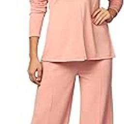 SATPURUSH Women's Square Neck Front Slit Full Sleeve Casual Top & Trouser for Office/Meeting & Party Co-Ords Set-45