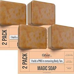 Ghar Soaps Sandalwood & Saffron Magic Soaps For Bath (100 Gms Pack Of 4) | Paraben Free | Chandan & Kesar Bath Soap | Handmade Soaps For Glowing | Skin Brightening Soap For Men & Women-0