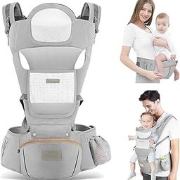 Suptikes Baby Carrier Hip Seat 0-36 Months Lightweight 4 in 1 Baby Carrier Newborn to Toddler Hipseat, Multi,Multicolor (6-in-1)-image-2