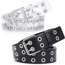 Ubervia FABOBJECTS® Clear Double Grommet Belts with Holes for Women Teens E Girls Transparent PVC Belt for Jeans Pants-image-72