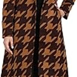 Hounds tooth Dark Camel single breasted Wool blend Long coat-34