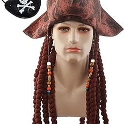 QuickHaven Pirate Hat and Eye Patch, Brown Pirate Costume Accessory with Pirate Eye Patch, Ideal for Halloween and Themed Parties-image-2