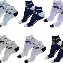 Originals Unisex Casual Cotton Ankle Socks, Assorted Socks, Pack of 6, Free Size-6
