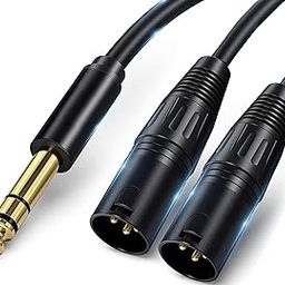 fdealz® [ 50 CM ] 1/4 TRS to Dual XLR Male Y-Splitter Stereo Breakout Cable 1/4 inch (6.35mm) to 2 XLR Patch Cable (6.35MM Male to XLR Male + XLR Male)-20