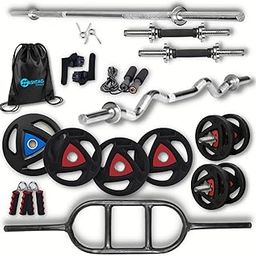 Hashtag fitness 3ft curl,5ft straight rod with oval gym barbells,gym equipment set for home workout 10kg,20kg,30kg to 100kg spare gym weights, adjustable dumbbells set(10)-image-37