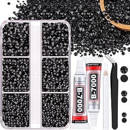 TINKRSTUFF Resin Jelly Rhinestones for Crafts with Jewelry Glue B7000, 1 Box of Flat Back Black Crystals with 2 Pieces of 10ml Glue, Dazzling Gem-image-33