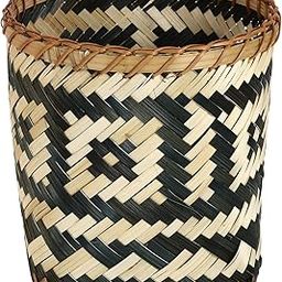 VOSAREA Bamboo Woven Trash Can Wicker Waste Basket Office Garbage Cans Round Waste Paper Bin Rubbish Basket Plant Flower Pot for Under Desk Bedroom Bathroom Home Office-image-13