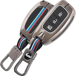 SHOPOFLUX Metal Key Cover for Hyundai Grand i10 NIOS Asta | Venue | i20 | Aura | Exter | Creta | Elantra 3 Button Smart Key Only - Black-31