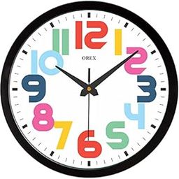 OREX Stylish Black Wall Clock - Colorful Design for Living Room, Bedroom, Kitchen, Office, Kids Room, and Shop Decor-image-1