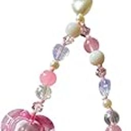 Heart Crystal Phone Charm, Pink and Pearl Beaded Mobile Strap with Heart Pendant-picture-13