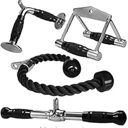 Cable Attachment Combo: Double D Handle, V-Shaped Bar, Triceps Rope, Straight Bar-30