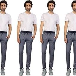 Comfortable Casual Wear Regular Fit Hosiery Pyjamas for Men (Size XL, Navy Melange, Pack of 4)-image-47