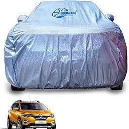 GARREGE Triber Body Cover Waterproof With Mirror And Antenna Pocket And Soft Cotton Lining For Car (Full Bottom Elastic Triple Stitched) (Metallic Silver) Blue Piping Style-picture-17