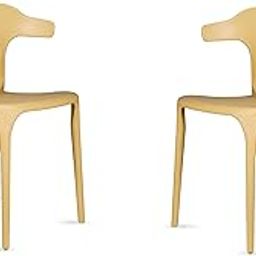 DIYA Platina Plastic Chair | Sturdy Plastic Chairs for Living Room, Garden & Dining | Lightweight & Stackable (Beige, Pack of 2)-picture-19