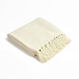 SASHAA WORLD Solid White Cotton Throw for Sofa | Ultra-Soft & Cozy Blanket | 100% Cotton | Decorative Fringed Couch Cover | 180 x 130 cm | Machine Washable-21
