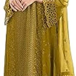 Faux Georgette with Soft Silk Multi Color Heavy Embroidery and Sequence Work semi Stitched Designer Dress Material for Women-16