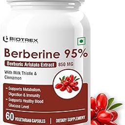 Biotrex Nutraceuticals Berberis Berberine 95% Supplement With Milk Thistle & Cinnamon, High Purity Berberine HCL Supplement Supports Healthy Immune System - 60 Veg Capsules-8