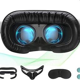 Hanpusen Face Cushion Pad for Oculus Quest 2 Accessories - VR Fitness Facial Interface Bracket Cover,with Lens Cover,Nose Pad,Shakes Stick Caps,Sweat-Proof PU Leather Foam Pad Replacement-29