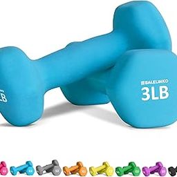 Balelinko Home Gym Equipment Workouts Strength Training Weight Loss Pilates Weights Yoga Sets Free Weights for Women, Men, Seniors and Youth, 3LB Blue, Pair-image-6
