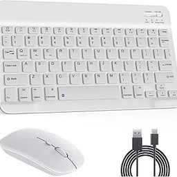 Bluetooth Keyboard & Mouse Combo, QWERTY Layout, 10 inch Ultra-Slim Wireless Keyboard, Lag-Free, Silent Keyboard Compatible with iPhone iPad Computer Tablet Keyboard-26