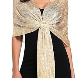 Womens Evening Wrap Stole Shawl with Shawl Buckle, Women Lightweight Glitter Light Shawl, Sparkling Metallic Shawls and Wraps for Bridal Weddings, Evening Party, Formal Dresses, Prom Scarf, Beige, 1-image-24