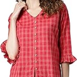 Women's Red Cotton Checkered Regular Top-picture-15