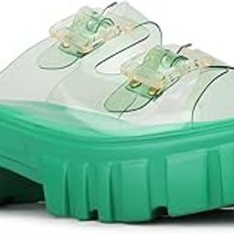 inc.5 Womens Womens Green Transparent Round Toe Heels Mules Heeled Sandal-picture-32