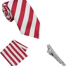 Men's Necktie Pocket Square & Tie Pin Set | Standard | Jacquard Fabric | Superior Stitching | Wooden Box | Set of 1 |-image-64