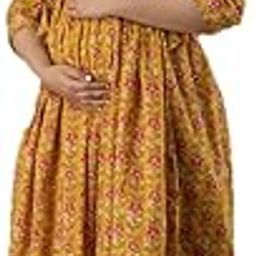 Maternity Gown for Women | Comfortable Printed Cotton Feeding Kurti with 2 Side Zipper and Side Dori | Pre & Post Pregnancy | 3/4 Sleeve, Round Neck-image-104
