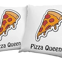 Pizza Queen Theme Cushion Cover (12x12 Inches)(Pack of 2)-image-69