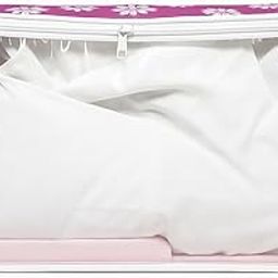 Premium Cotton fabric Storage Bags Saree Covers with Double Zip for Wardrobe Designed for Dresses, Sarees, Lehengas Foldable, Durable, Dustproof Organizer (16x14x11Inch, PINK FLOWER)-image-17