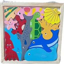 Toytopia Wooden Sea Animals Puzzle Set, Educational Toy for Kids, Colourful Ocean Creatures Design-image-76