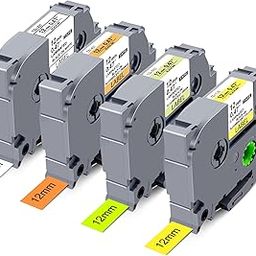 Compatible Label Tape Replacement for Brother P-Touch TZe Label Tape 12mm 0.47 Inch Laminated TZe-231 TZeB31 TZeC31 TZeD31 for Ptouch PT-D210 PT-H110 PT-D400 Label Maker, Pack of 4-16