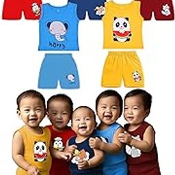 Boys Sleeveless T-shirt & Shorts Set Cotton Clothing For Unisex Baby Boy & Baby Girls-image-25