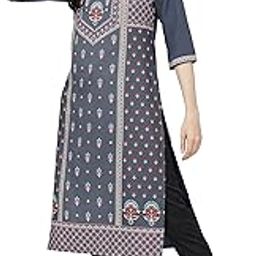 Polyester Women's Regular Fit Printed Threeforth Sleeve Kurta-picture-3