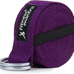 Fitness Mantra® 8.5 Feet Premium Cotton Yoga Belt for Women and Men |Adjustable D-Ring Strap for Stretching, Yoga, Pilates, Physical Therapy & Fitness |Durable & Anti-Slip Quality| Purple|-image-78