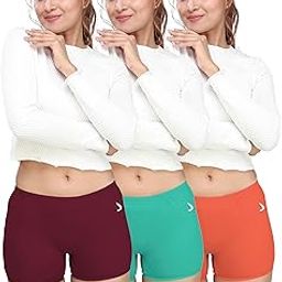 Flora Women's Boyshorts|100% Combed Cotton|High-Waist Comfort Fit|Soft & Breathable Panties|Multicolor|Snug Fit|(75 CM|Size XS) - Maroon + Aqua + Coral (Pack of 3)(FLORA-3P-XS-C4_bzr)-image-91